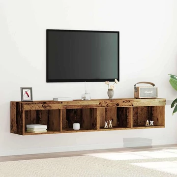 TV Fali Szekrény LED Világítással 2 db Régi Fa 80x30x30 cm