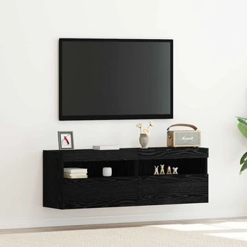 TV faliszekrény LED világítással 2 db Fekete tölgy 60x30x40 cm