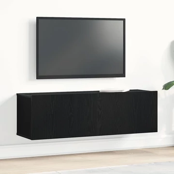 Fekete Tölgy Fali TV Szekrény 100x30x30 cm Épített Fa Anyagból