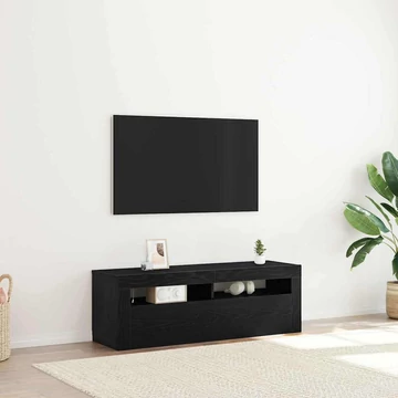 TV Szekrény LED világítással Fekete Tölgy 120x35x40 cm Szerelt Fa