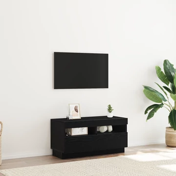 LED világításos TV szekrény - Fekete tölgy, 80x35x40 cm, Mérnöki fa