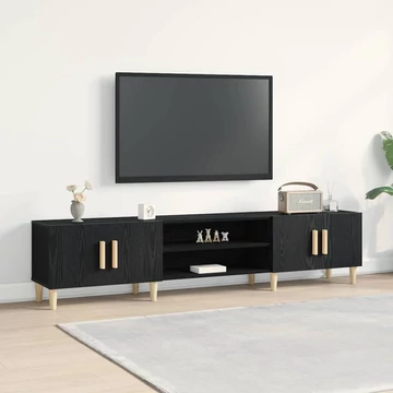 TV Szekrény Fekete Tölgy 180x31,5x40 cm Műgyanta