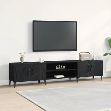 TV Szekrény Fekete Tölgy 180x31,5x40 cm Műanyag Fa