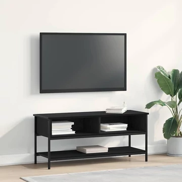TV szekrény Fekete tölgy 100x35x45 cm Fának készült és acél