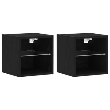 LED TV szekrény 2 db Fekete tölgy 30x28,5x30 cm Mérnöki fa