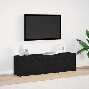 TV Szekrény LED Fekete Tölgy 140x34x40 cm Szerelt Fa