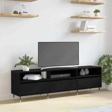 TV szekrény fekete tölgy 150x30x44.5 cm szerelt fa