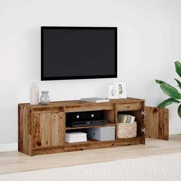 TV állvány LED világítással - Régi fából, 139,5x34x50 cm, mérnöki fa anyagból készült.
