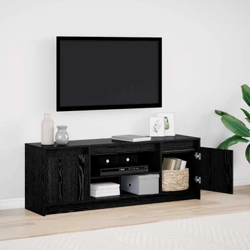 TV Szekrény LED-del Fekete Tölgy, 139.5x34x50 cm, Műanyagból készült