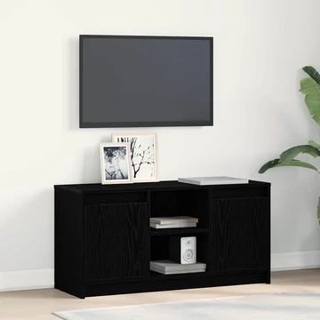 TV Szekrény LED Fénnyel, Fekete Tölgy, 100x34x50 cm, Mérnökileg Készített Fából