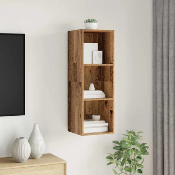 TV szekrény polcokkal Falra szerelhető tárolóval Régi fa 37 x 37 x 107 cm Faanyag