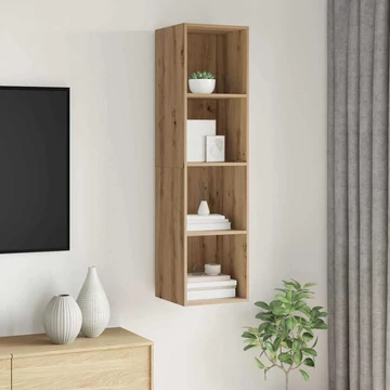 TV szekrény polcokkal kézműves tölgy 37 x 37 x 142.5 cm Faanyag