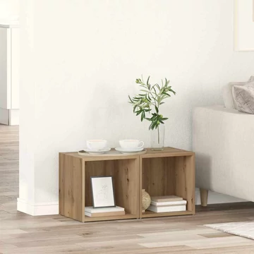 TV szekrény tárolóval 2 pcs Barna 37 x 35 x 37 cm Faanyag