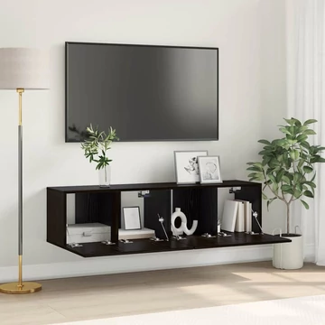 TV Szekrény Készlet Fekete tölgy Faléce Kicsi TV szekrény