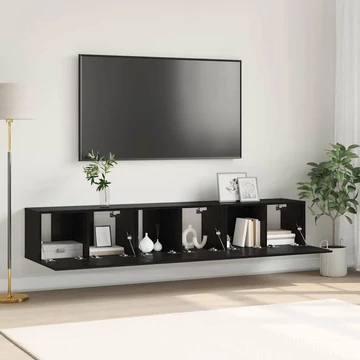 TV szekrény szett Fekete tölgy Szerelt fa Közepes TV szekrény