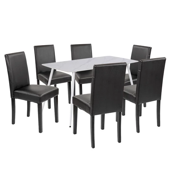 Megan 6+1 étkező garnitúra fehér-fekete