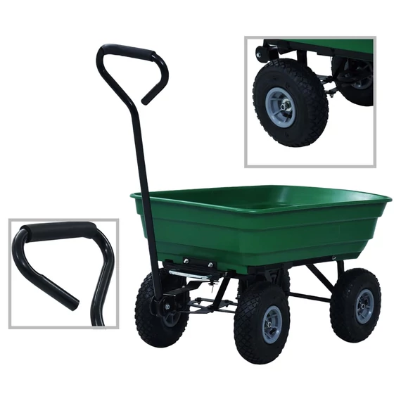 Zöld kerti kézikocsi 300 kg 75 liter