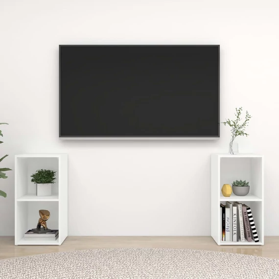 2 db fehér szerelt fa TV-szekrény 72 x 35 x 36,5 cm