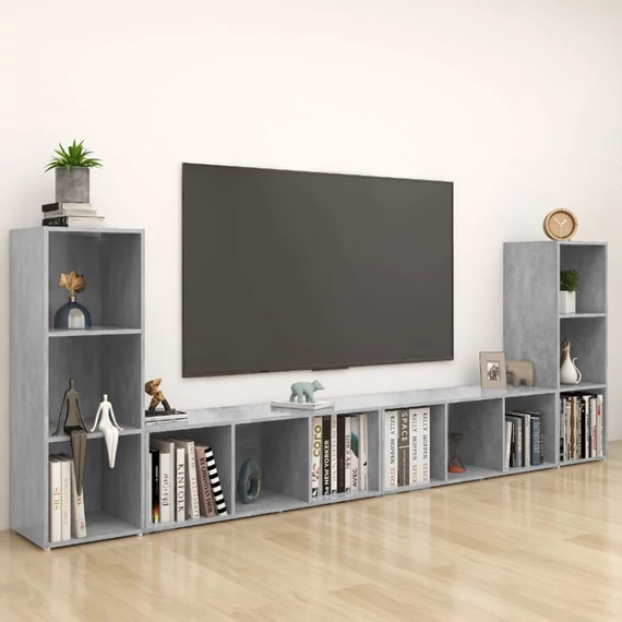 4 db betonszürke szerelt fa TV-szekrény 107 x 35 x 37 cm