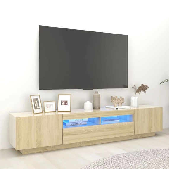 Sonoma tölgy színű TV-szekrény LED-lámpákkal 200 x 35 x 40 cm