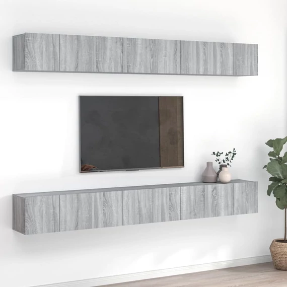 8 db szürke sonoma színű szerelt fa TV-szekrény 60 x 30 x 30 cm