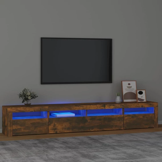 Füstös tölgy színű TV-szekrény LED-lámpákkal 240x35x40 cm