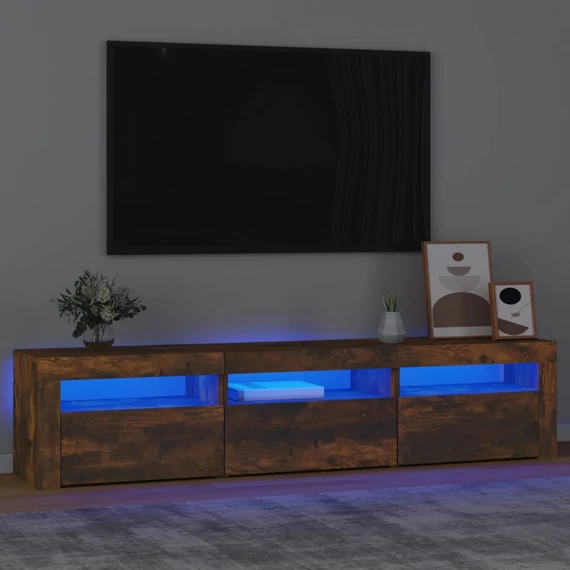 Füstös tölgy színű TV-szekrény LED-világítással 180x35x40 cm