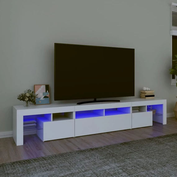 Fehér TV-szekrény LED-lámpákkal 230x36,5x40 cm