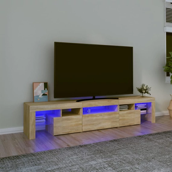 Sonoma tölgy színű TV-szekrény LED-lámpákkal 200x36,5x40 cm