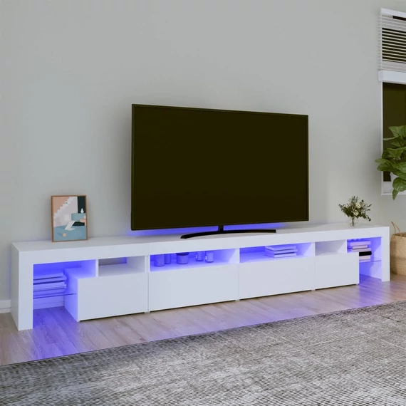 Fehér TV-szekrény LED-lámpákkal 260x36,5x40 cm