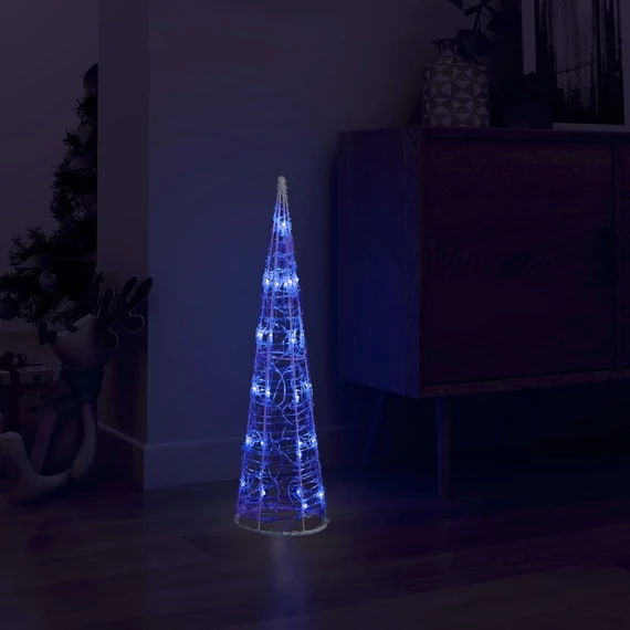 Dekoratív kék fényű LED-es akril fénykúp 60 cm