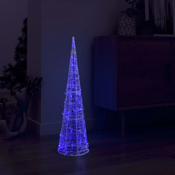 Dekoratív kék fényű LED-es akril fénykúp 90 cm
