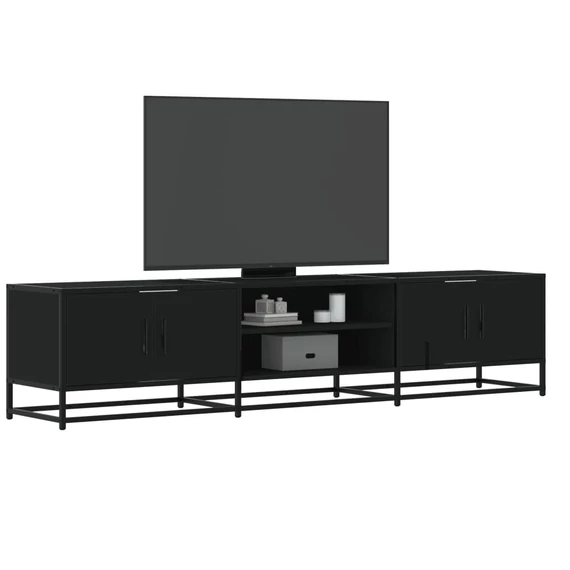 Fekete szerelt fa TV-szekrény 180 x 35 x 41 cm