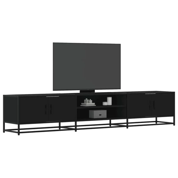 Fekete szerelt fa TV-szekrény 210 x 35 x 41 cm