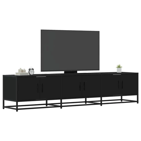 Fekete szerelt fa TV-szekrény 180 x 35 x 41 cm