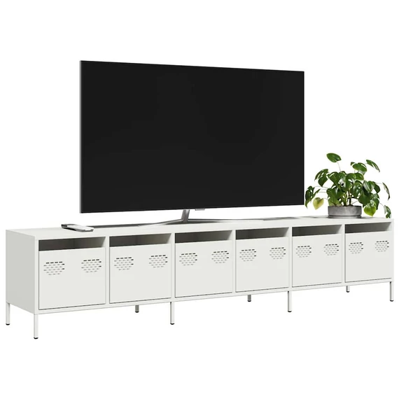 Fehér hidegen hengerelt acél TV-szekrény 202 x 39 x 43,5 cm