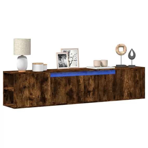 Füstös tölgy színű fali TV-szekrény LED-del 180 x 31 x 39,5 cm