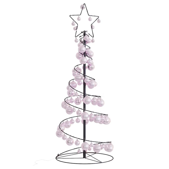 Meleg fehér LED karácsonyfa gömbökkel 80 LED 120 cm