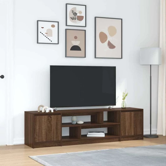 Fekete tölgy színű szerelt fa TV-szekrény 188,5x41x50 cm