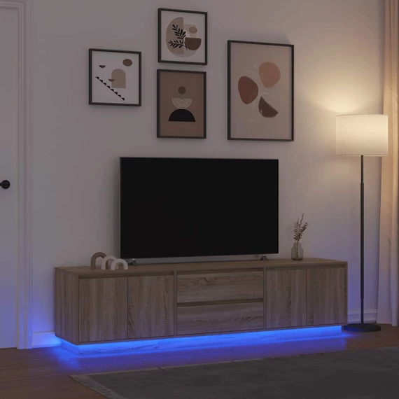 Sonoma-tölgy színű TV-szekrény LED-lámpákkal 193,5x41x50 cm