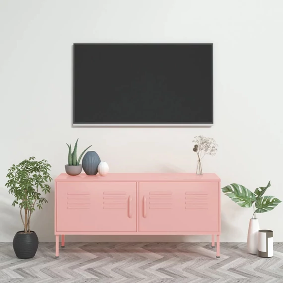 Rózsaszín acél TV-szekrény 105 x 35 x 50 cm