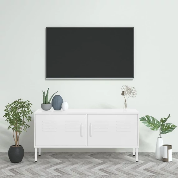 Fehér acél TV-szekrény 105 x 35 x 50 cm