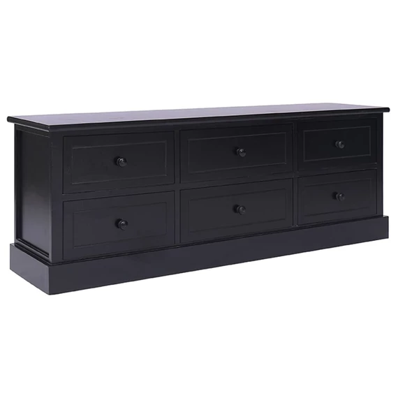 Fekete tömör császárfa TV-szekrény 108 x 30 x 40 cm