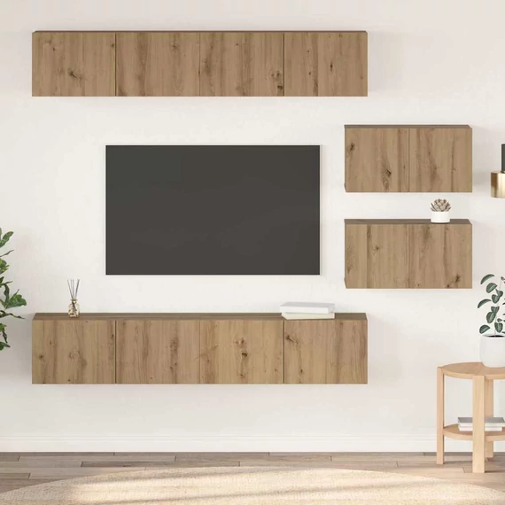 TV Szekrény Szett 6 pcs kézműves tölgy 80 x 30 x 30 cm Közepes