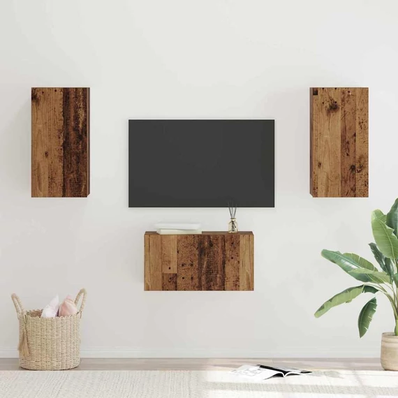 TV szekrény garnitúra polcokkal 3 pcs Régi fa 60 x 30 x 30 cm