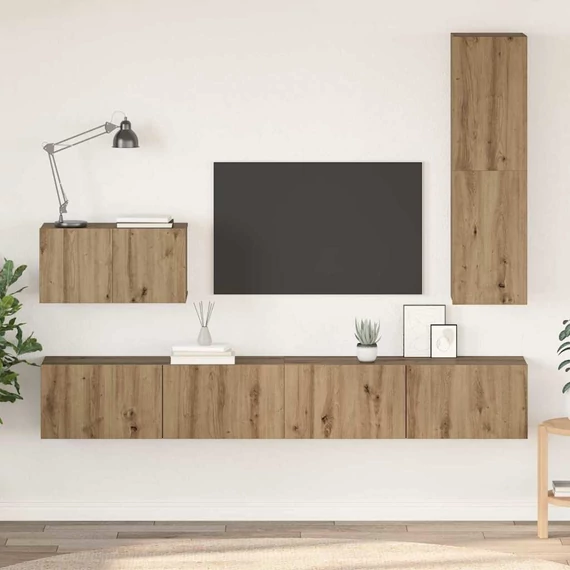 TV Szekrény Szett 4 pcs kézműves tölgy Közepes Faanyag
