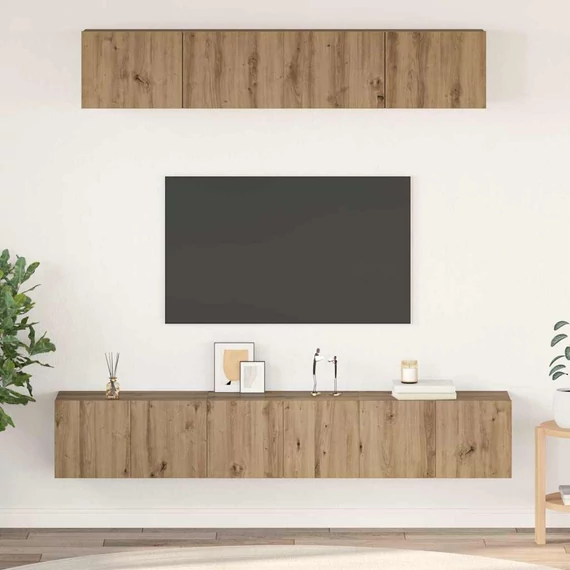 TV szekrény garnitúra 5 pcs kézműves tölgy Közepes Faanyag