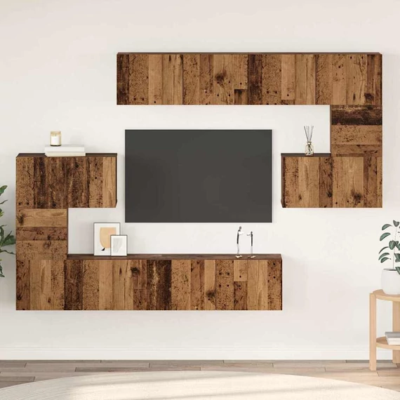TV szekrény garnitúra 8 pcs Régi fa 80 x 30 x 30 cm Faanyag