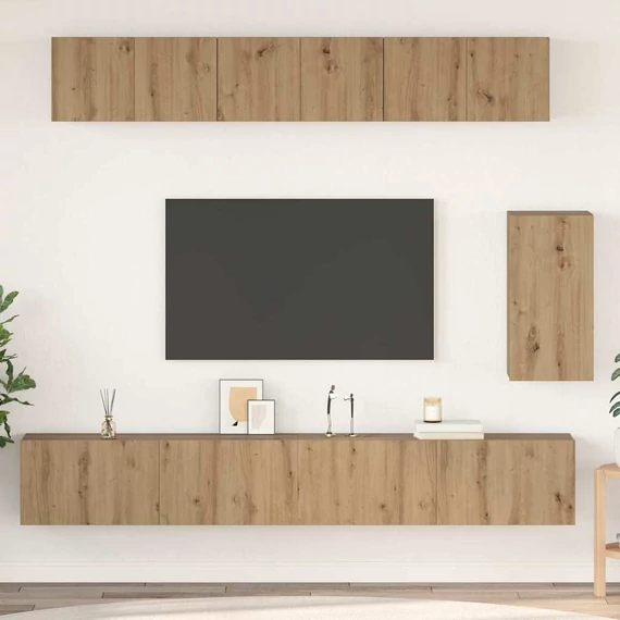 TV szekrény garnitúra 6 pcs kézműves tölgy Közepes Faanyag