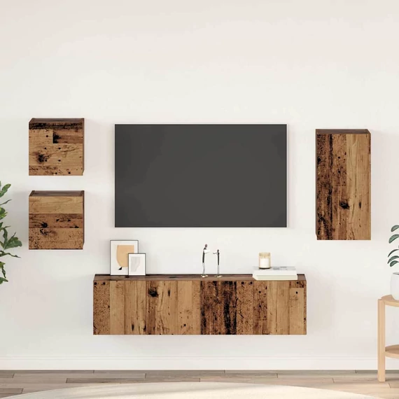TV szekrény garnitúra 5 pcs Régi fa 30.5 x 30 x 60 cm Faanyag